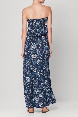 Blue Floral Pull On Maxi Dress